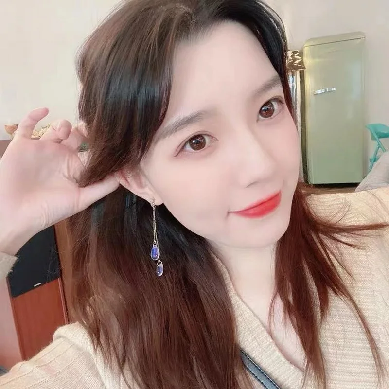 2023 Fashion Crystal Water Drop Tassel Earrings for Women Temperament Colorful Long Earrings Bridal Wedding Party Jewelry Gifts