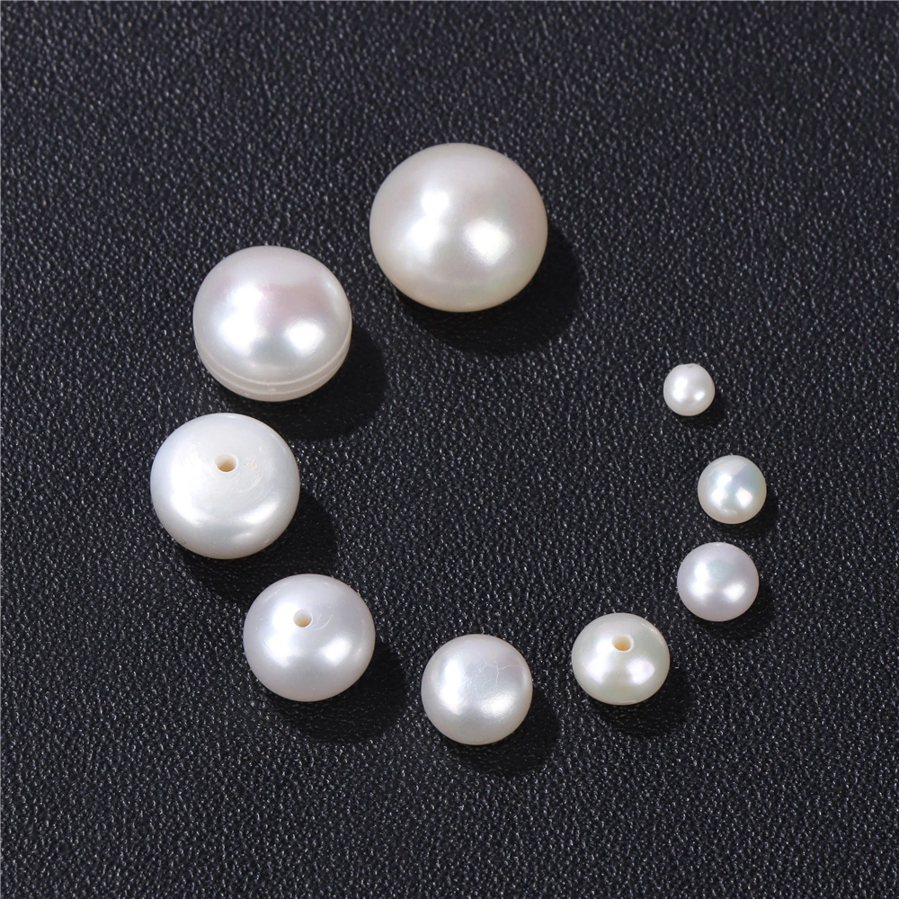 AAA 3-11mm Natural Pearl Bread Beads Half Hole Round Button Pearl Freshwater Beads For Jewelry Making DIY Earrings Accessories