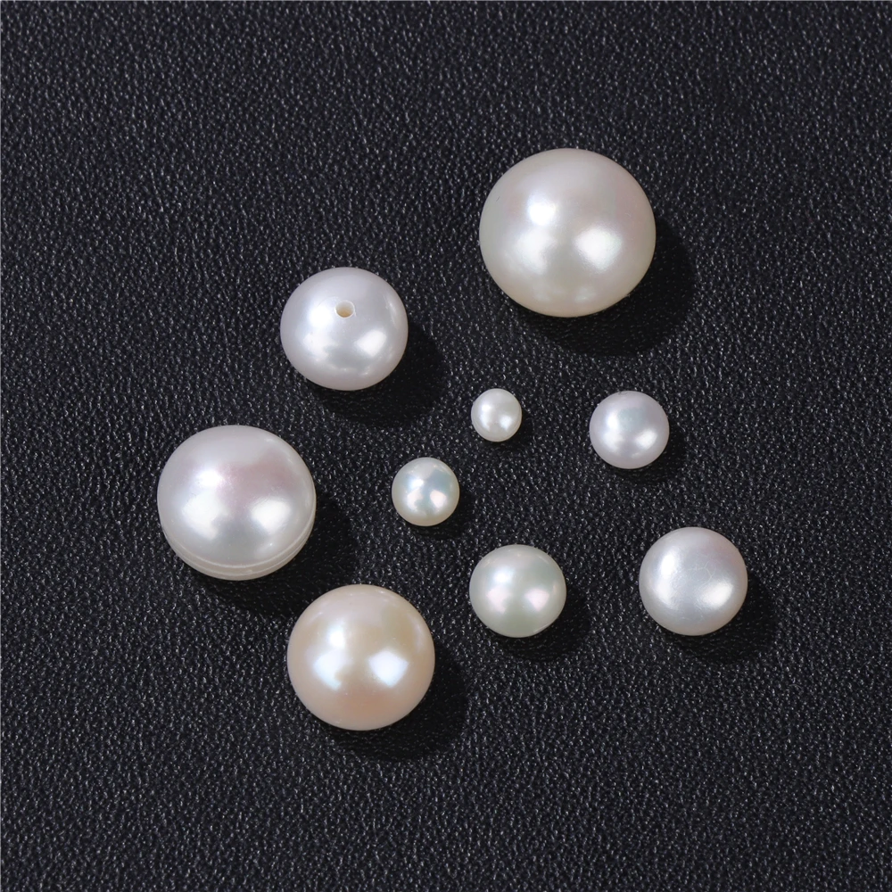 AAA 3-11mm Natural Pearl Bread Beads Half Hole Round Button Pearl Freshwater Beads For Jewelry Making DIY Earrings Accessories