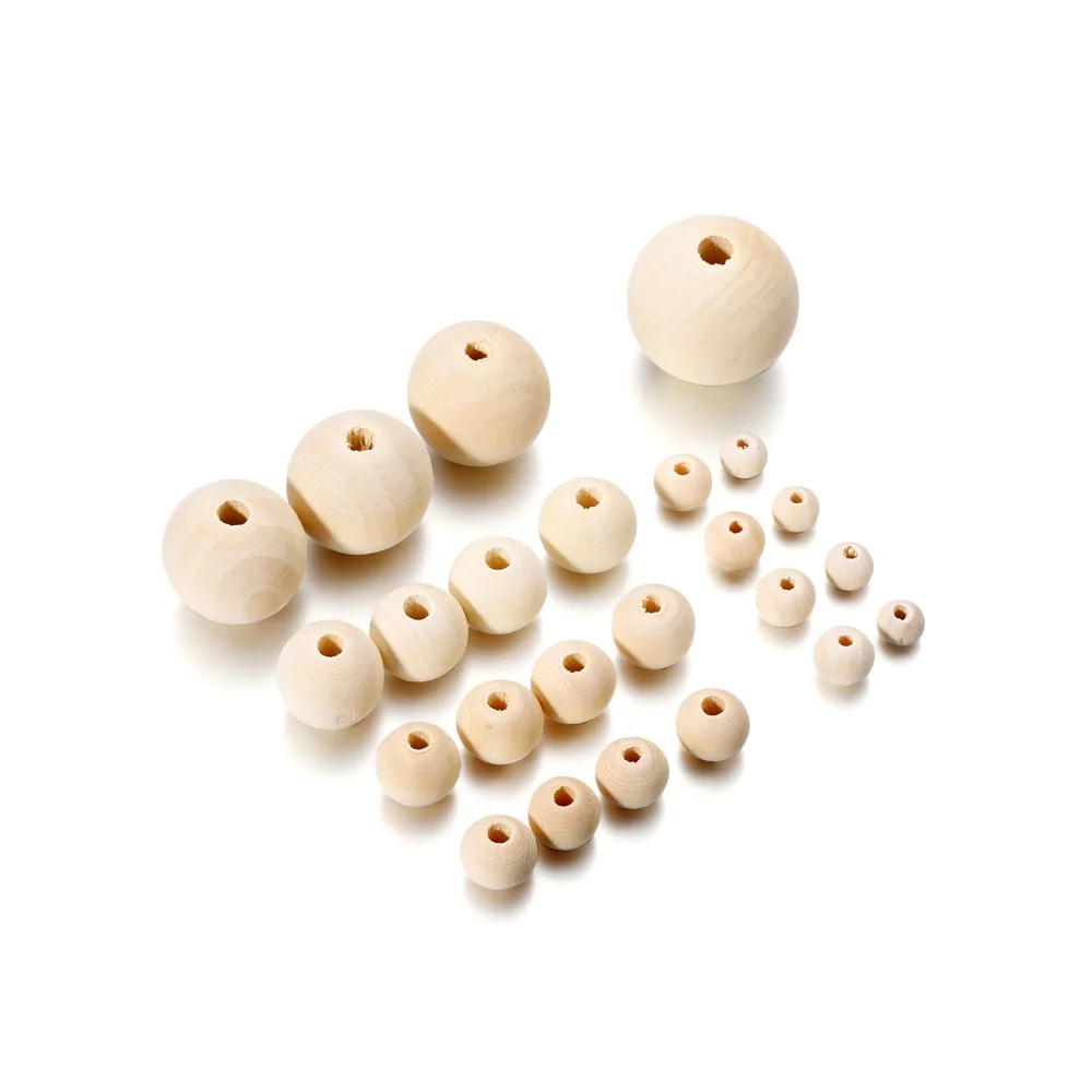 4-30mm 5-1000Pcs Natural Wood Beads Round Loose Spacer Bead Charms for DIY Bracelet Necklace Jewelry Making Handmade Accessories