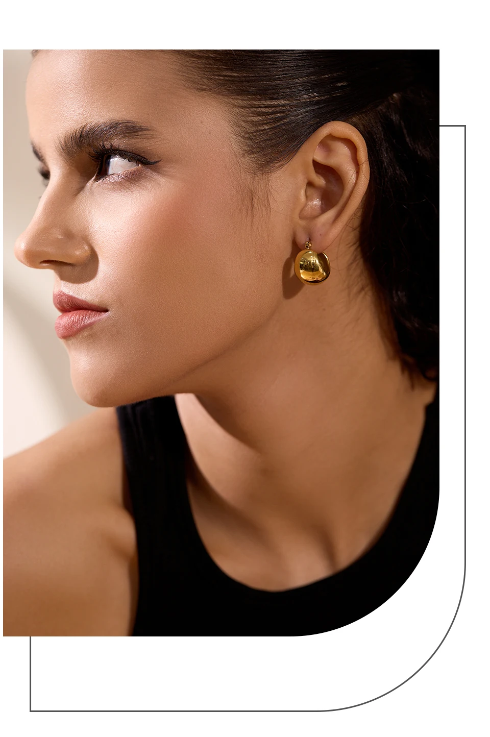 Yhpup Charm Stainless Steel Chunky Geometric Unusual Earrings Personalized Metal Rust Proof 18K Gold Color Jewelry Bijoux Femme