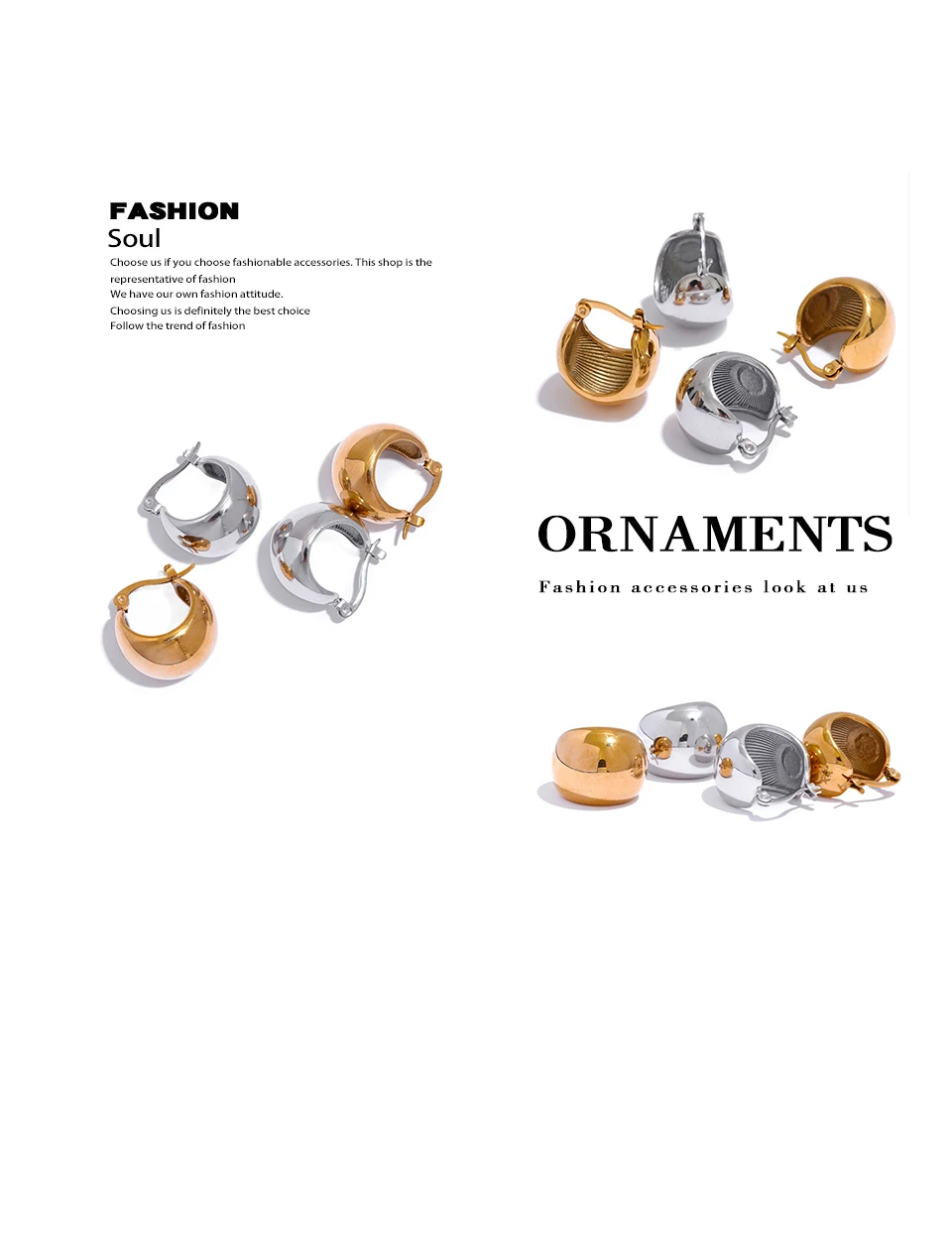 Yhpup Charm Stainless Steel Chunky Geometric Unusual Earrings Personalized Metal Rust Proof 18K Gold Color Jewelry Bijoux Femme