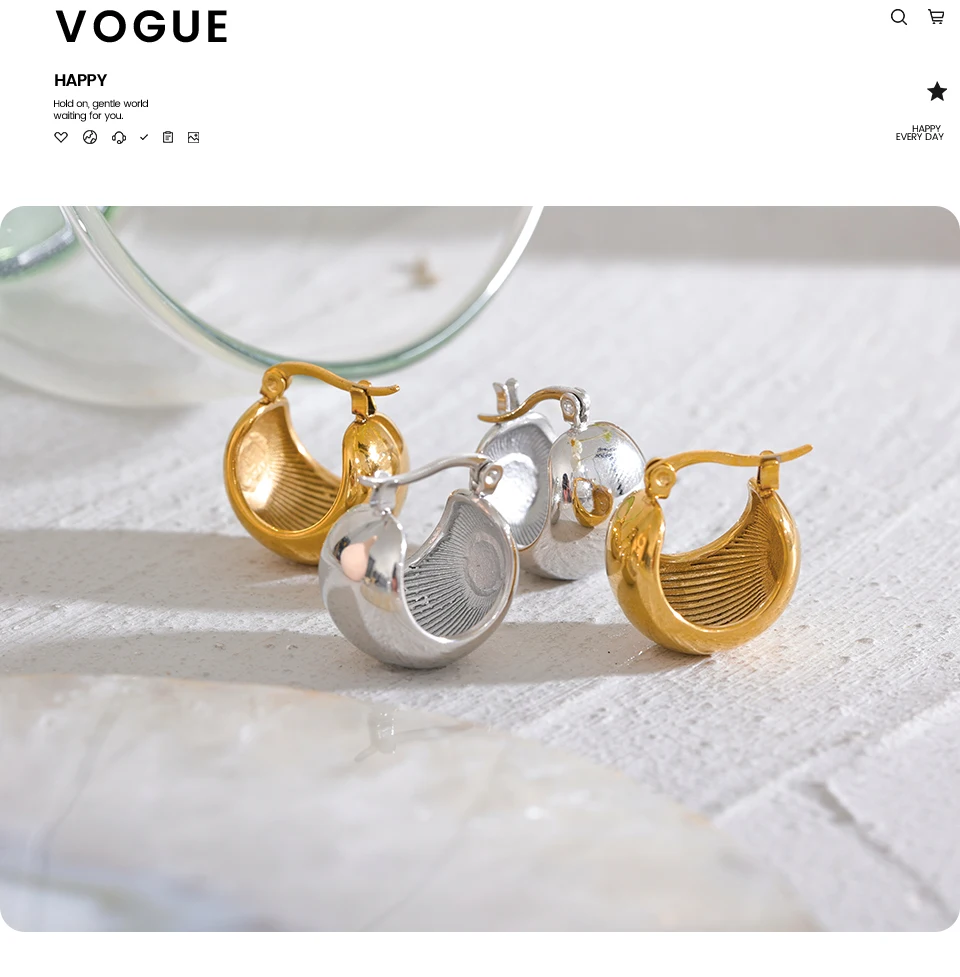 Yhpup Charm Stainless Steel Chunky Geometric Unusual Earrings Personalized Metal Rust Proof 18K Gold Color Jewelry Bijoux Femme