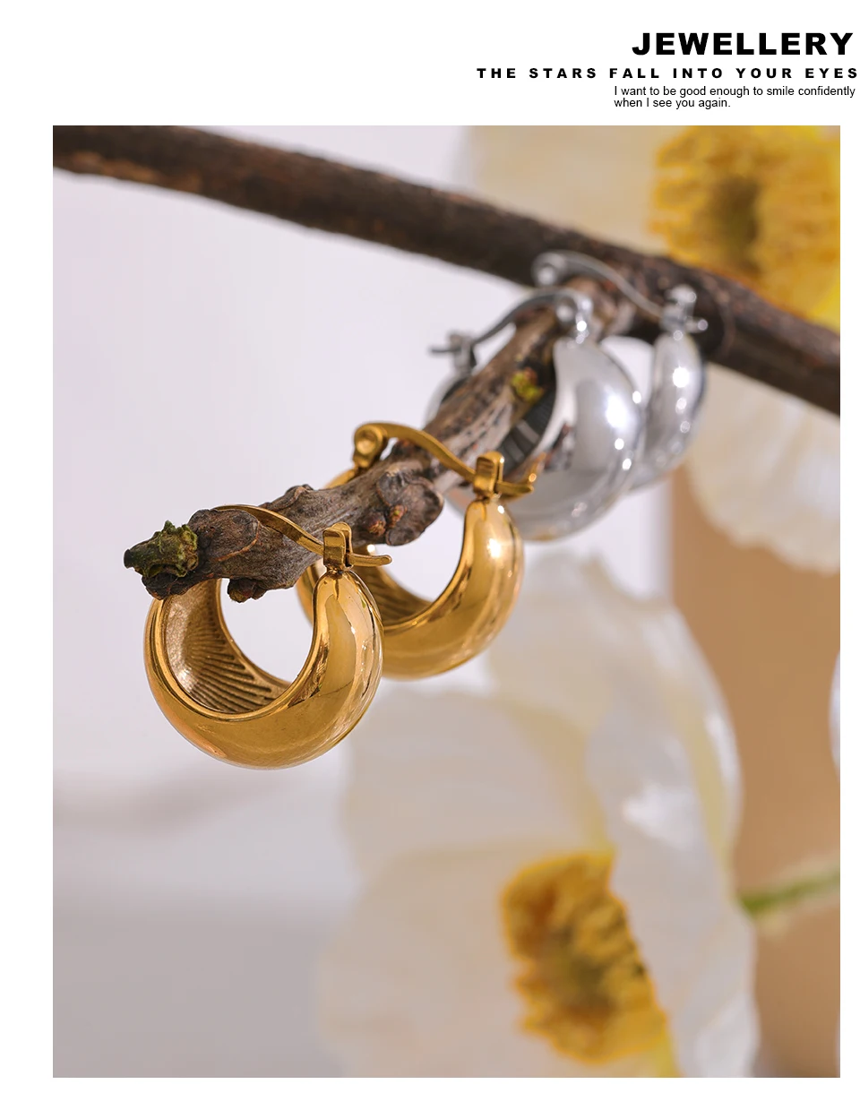 Yhpup Charm Stainless Steel Chunky Geometric Unusual Earrings Personalized Metal Rust Proof 18K Gold Color Jewelry Bijoux Femme