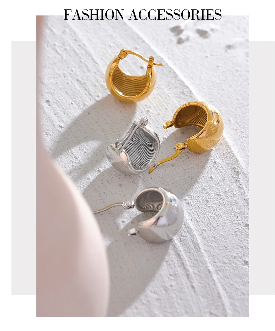 Yhpup Charm Stainless Steel Chunky Geometric Unusual Earrings Personalized Metal Rust Proof 18K Gold Color Jewelry Bijoux Femme