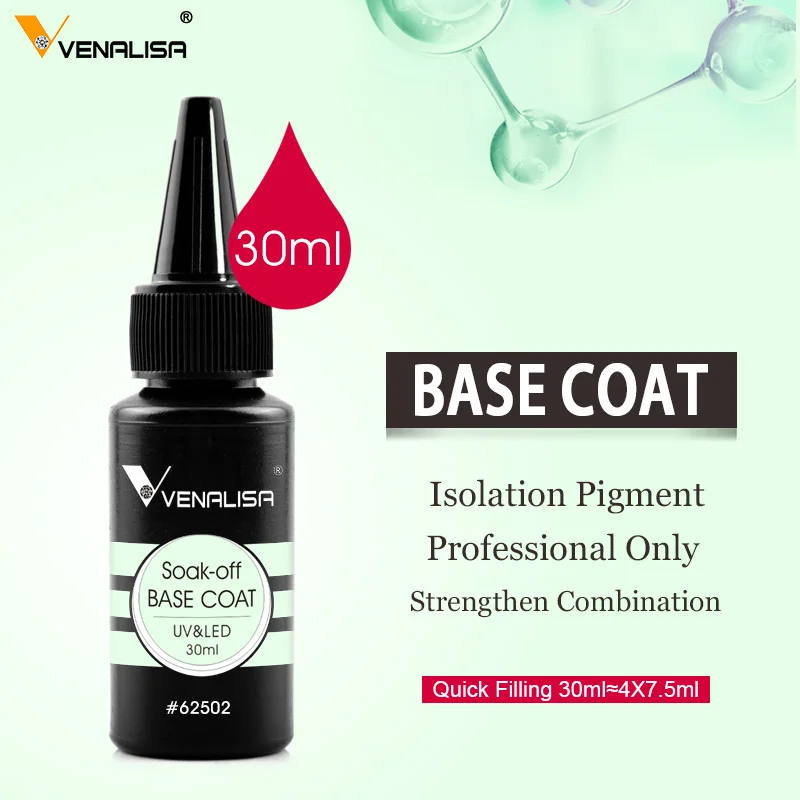 Venalisa 30ml/225g Thick Base Coat Reinforce Gel Super Quality Refill Package Soak Off UVLED No Wipe Long Wear Matt Tempered Top