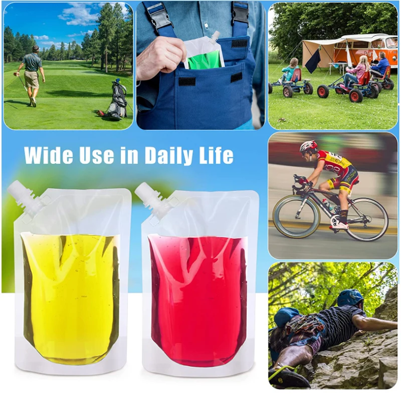 100ml-500ml Travel Drink Spout Pouches Transparent Plastic Bags Sealed Juice Storage Beverage Ice Cold Drink Pouch Portable