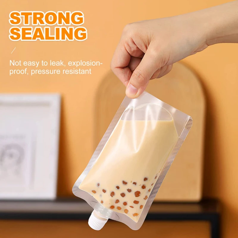 100ml-500ml Travel Drink Spout Pouches Transparent Plastic Bags Sealed Juice Storage Beverage Ice Cold Drink Pouch Portable