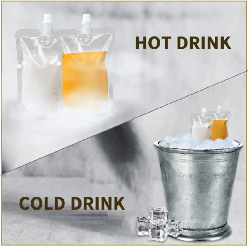 100ml-500ml Travel Drink Spout Pouches Transparent Plastic Bags Sealed Juice Storage Beverage Ice Cold Drink Pouch Portable