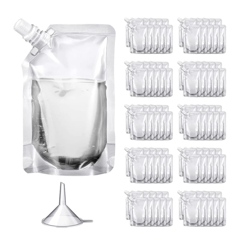 100ml-500ml Travel Drink Spout Pouches Transparent Plastic Bags Sealed Juice Storage Beverage Ice Cold Drink Pouch Portable