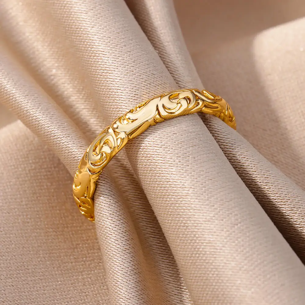 Stainless Steel Rings For Women Men Gold Color Flower Ring Female Male Engagement Wedding Party Finger Jewelry Gift 2026 Trend