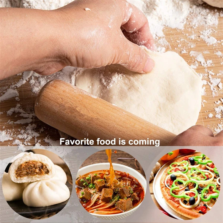 LMETJMA 40cm Wood Rolling Pin Natural Beech Wood Dough Roller French Dumpling Rolling Pin for Baking Pasta Pizza Dough JT119