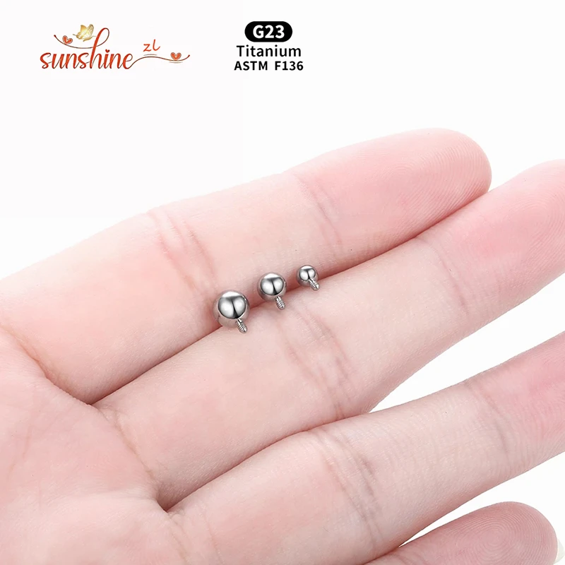 1PCS Internally Threaded Ball Titanium Replacement Ball Tongue Lip Barbell Eyebrow Earring Piercings Dermal Anchor Accessories