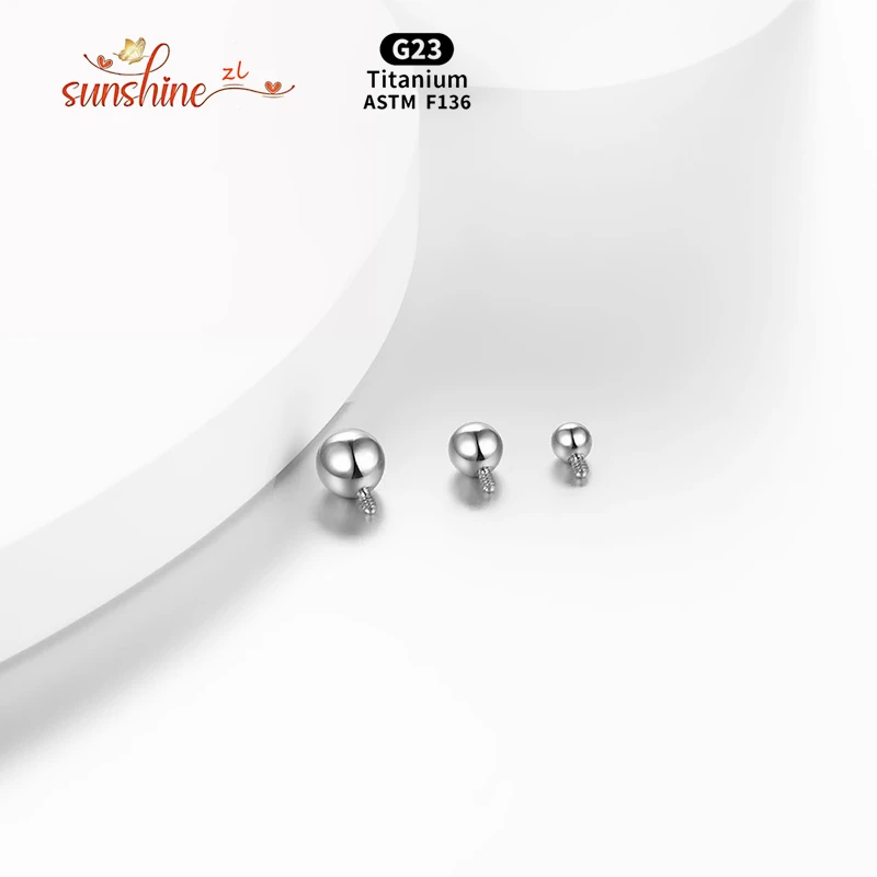 1PCS Internally Threaded Ball Titanium Replacement Ball Tongue Lip Barbell Eyebrow Earring Piercings Dermal Anchor Accessories