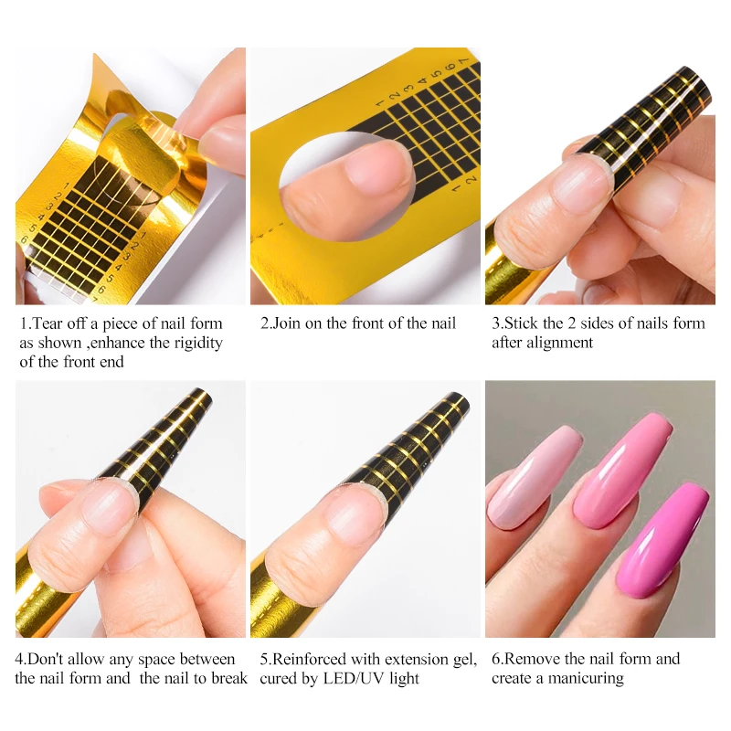French Nail Form Tips Acrylic UV Gel Extension Curl Form Extension Nail Sticker Art Guide Mold Manicure Nail Art Tools