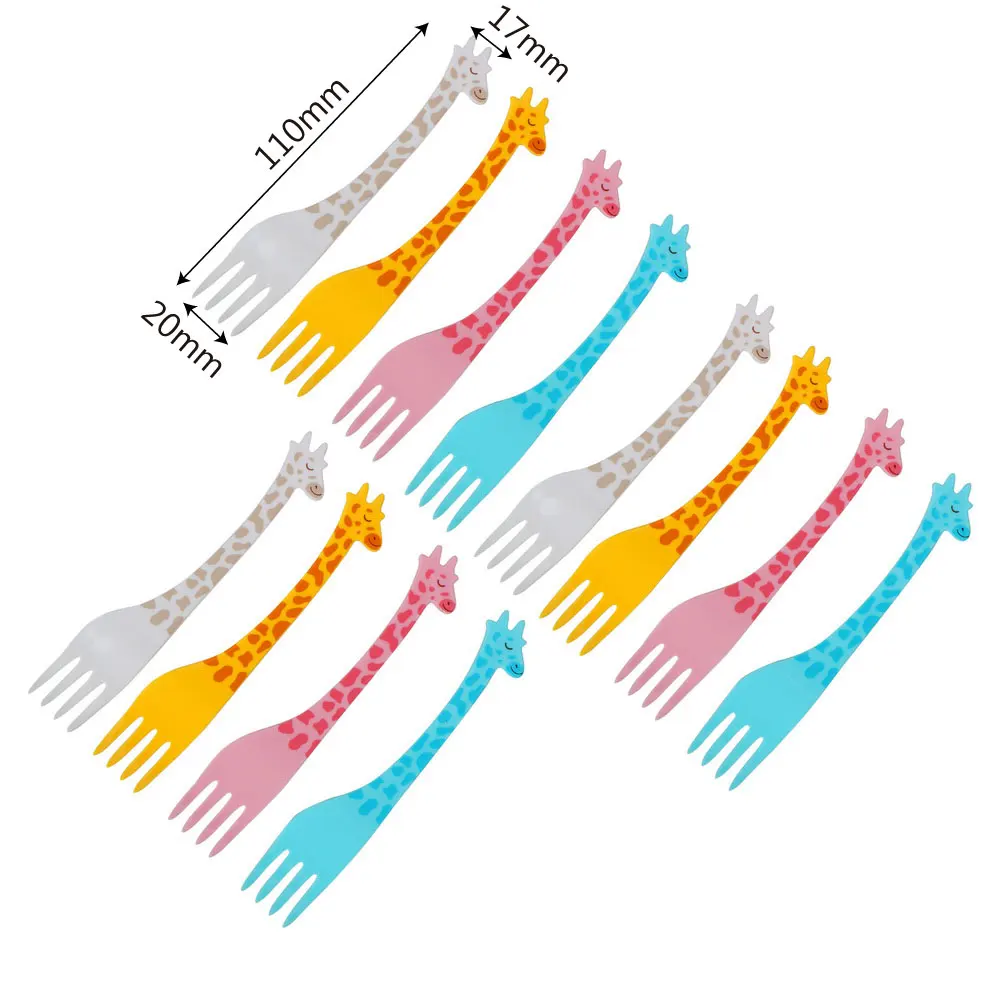 12Pcs/set Fruit Snack Toothpick Cartoon Giraffe Shape Tableware Food Picks Salad Desert Forks Kitchen Accessories Kitchen Tool
