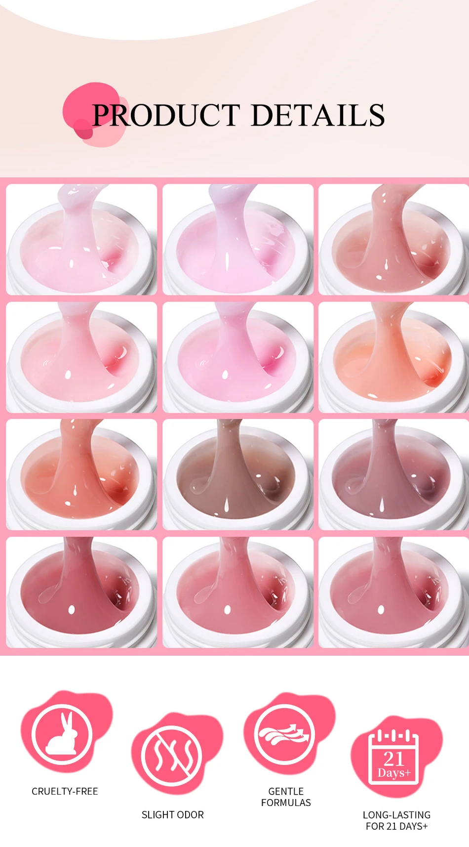 UR SUGAR 15ml Box Extension Nail Gel Jelly Pink White Clear UV Gel Hard Gel Extension Gel Nails Finger French Nail Art Manicure