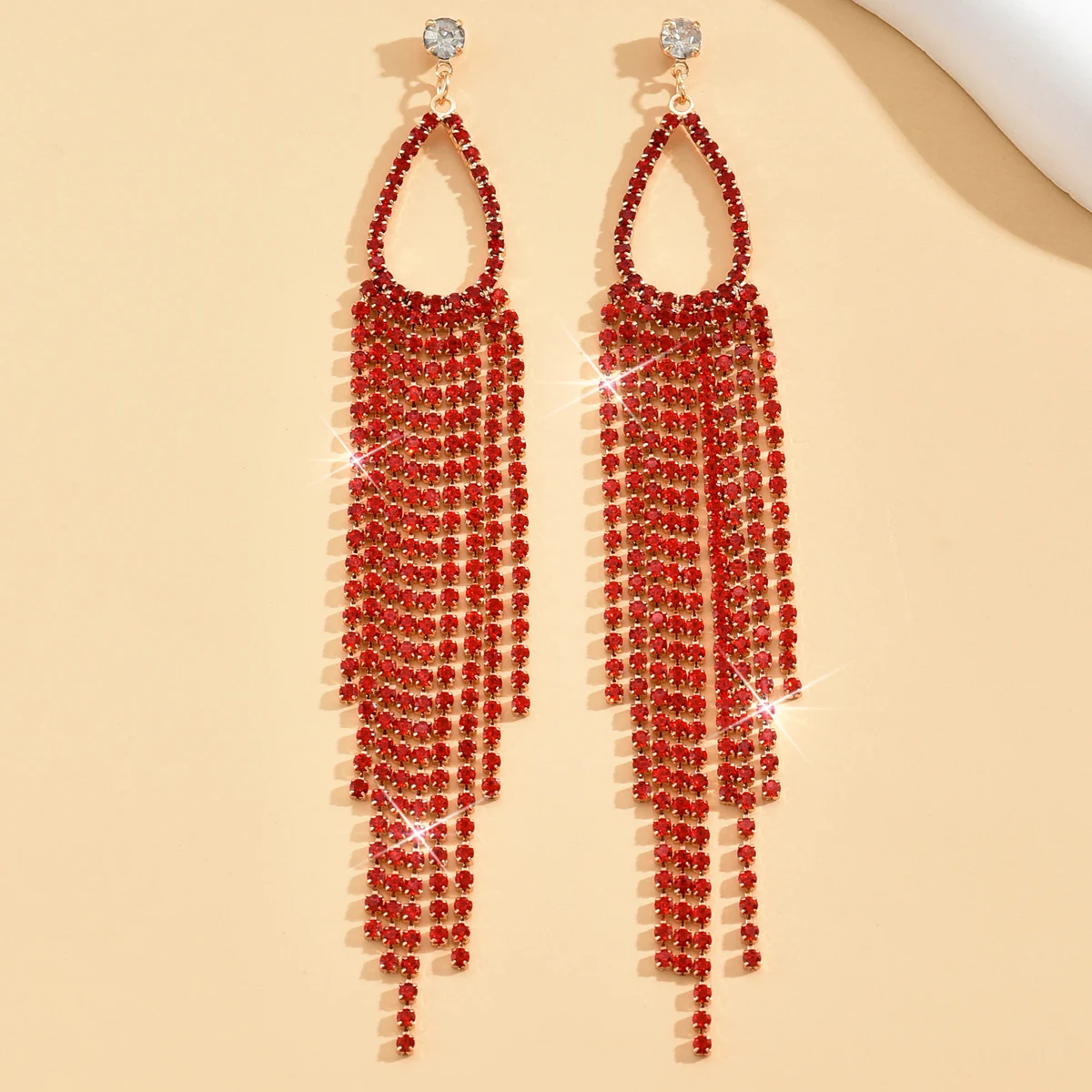 2pcs of Women's Jewelry Rhinestone Tassel Earrings Luxurious Fashion Accessories for Wedding Parties
