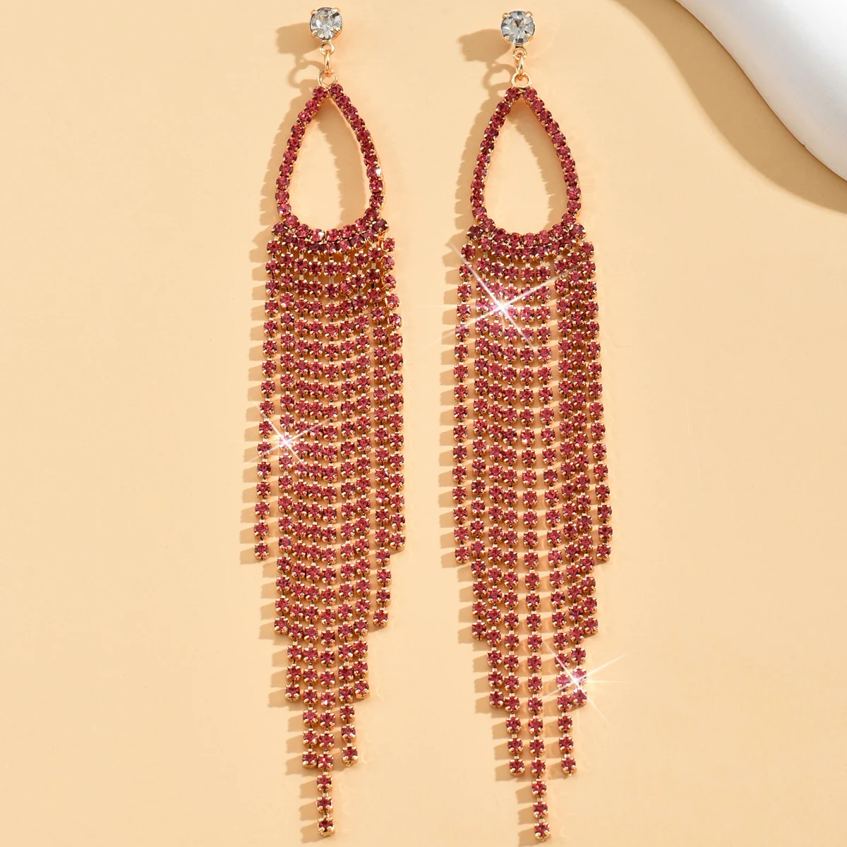 2pcs of Women's Jewelry Rhinestone Tassel Earrings Luxurious Fashion Accessories for Wedding Parties