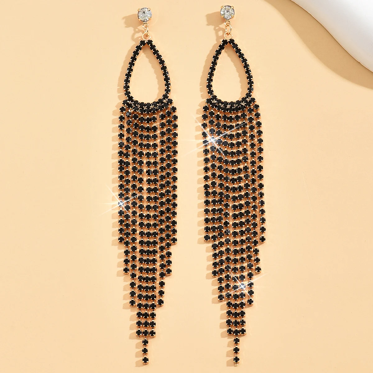 2pcs of Women's Jewelry Rhinestone Tassel Earrings Luxurious Fashion Accessories for Wedding Parties
