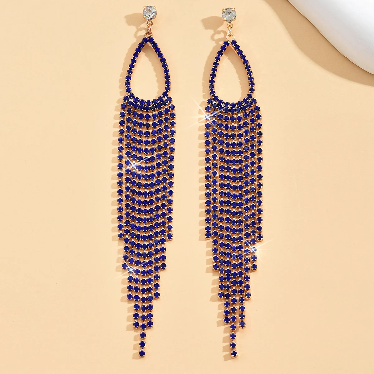 2pcs of Women's Jewelry Rhinestone Tassel Earrings Luxurious Fashion Accessories for Wedding Parties
