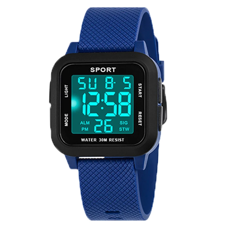 YIKAZE Sports Men Watch Retro Square Men's Digital Watch Multifunction Military Alarm Clock LED Wristwatch for Male Kids Gifts