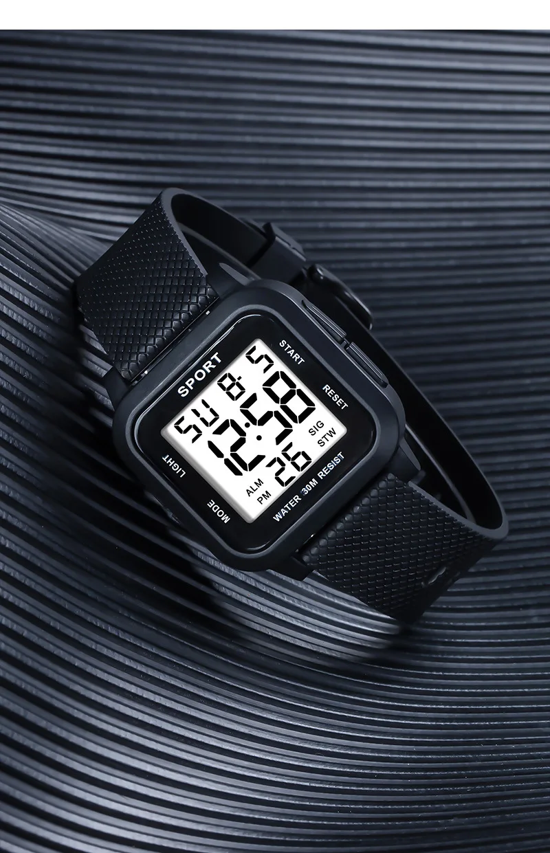 YIKAZE Sports Men Watch Retro Square Men's Digital Watch Multifunction Military Alarm Clock LED Wristwatch for Male Kids Gifts