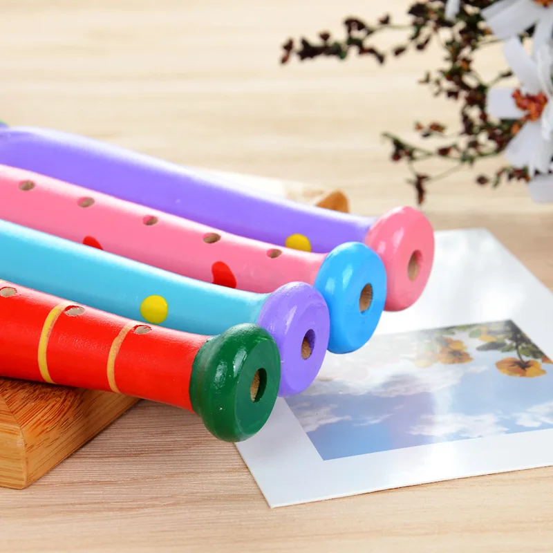 1 Pc Small Wooden Colorful Piccolo Flute for Kids Learning Rhythm Musical Instrument Early Education Music Sound Toys for Kids