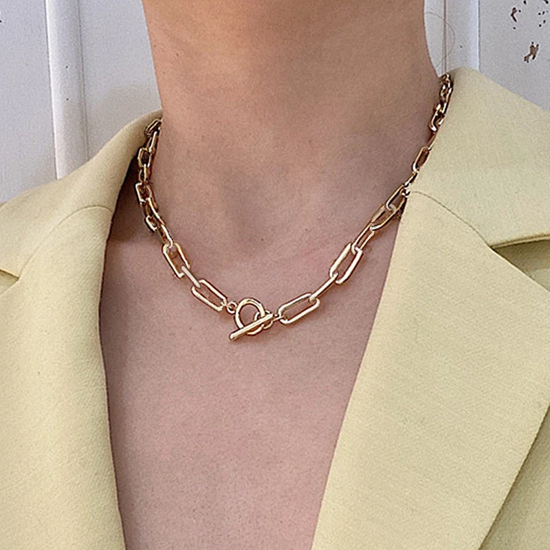 Punk Women's Neck Chain Gold Color Kpop on The Neck Pendant and Necklace Pearl Beads Choker Jewelry 2023 Collar Gifts Wholesale