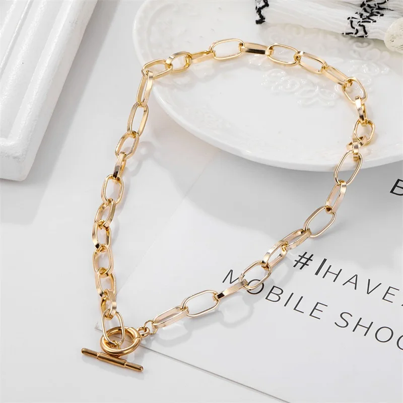 Punk Women's Neck Chain Gold Color Kpop on The Neck Pendant and Necklace Pearl Beads Choker Jewelry 2023 Collar Gifts Wholesale