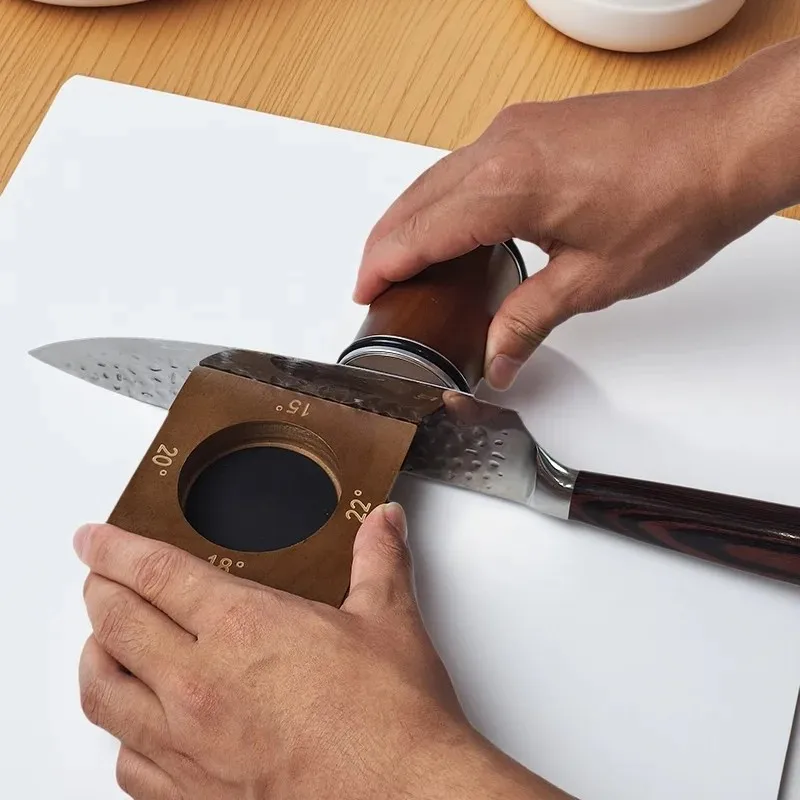 4-Angle Magnetic Wood Rolling Knife Sharpener 15-18-20-22° Diamond Sharpening Roller Kitchen Whetstone For Chef & Paring Knives