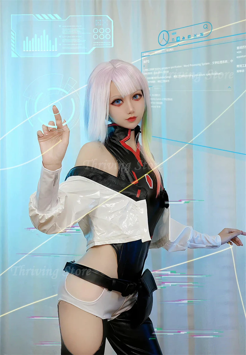 Cosplay Anime Edgerunners Lucy Costume Bodysuit Jumpsuits Jacket Wig Full Suit Halloween Costumes for Women costume