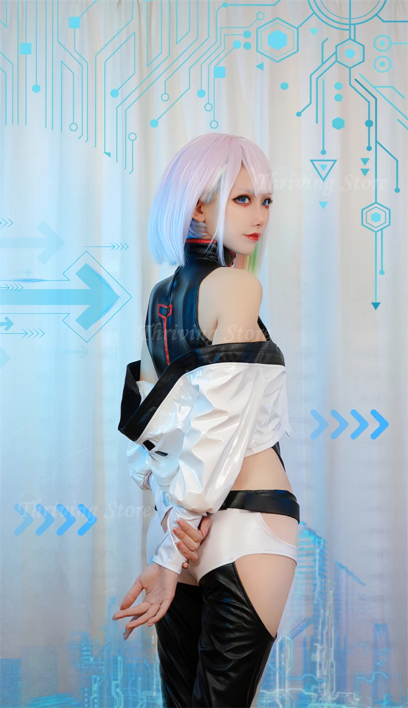 Cosplay Anime Edgerunners Lucy Costume Bodysuit Jumpsuits Jacket Wig Full Suit Halloween Costumes for Women costume