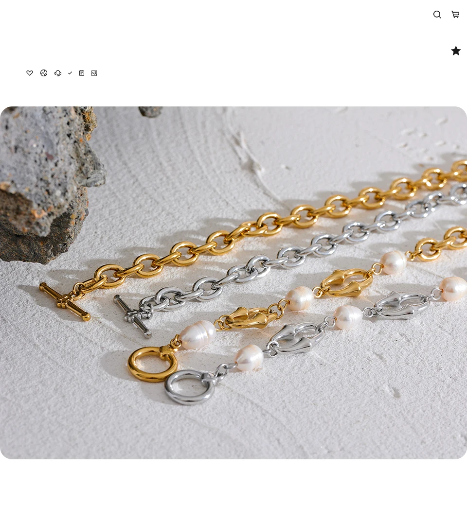 Yhpup High-Grade Natural Freshwater Pearls Metal Chain Fashion Necklace Trendy 18K PVD Plated Attractive Women Jewelry Gift