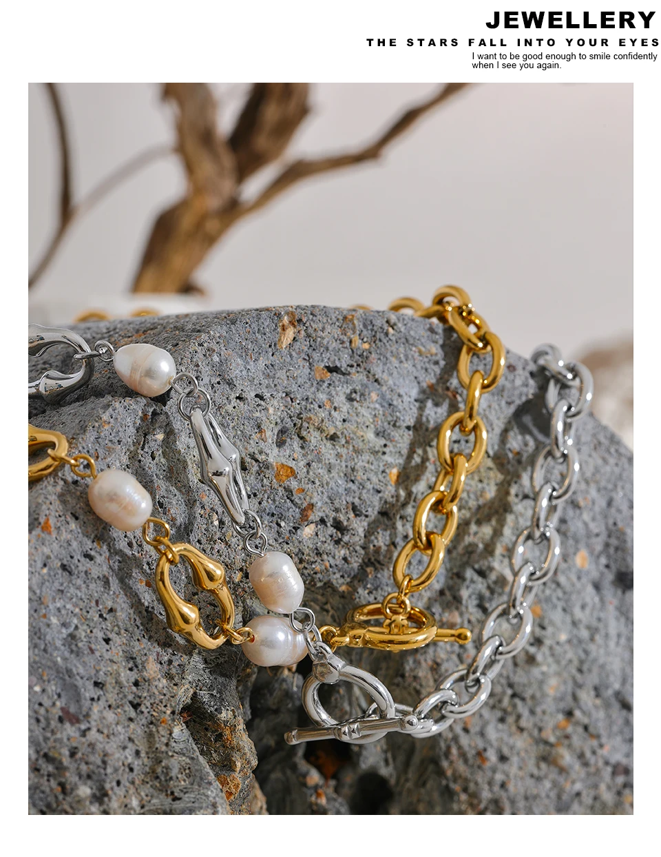 Yhpup High-Grade Natural Freshwater Pearls Metal Chain Fashion Necklace Trendy 18K PVD Plated Attractive Women Jewelry Gift