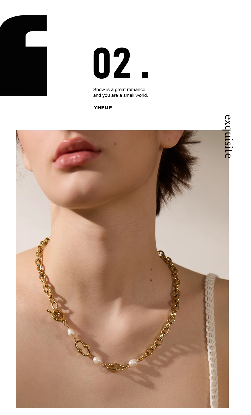 Yhpup High-Grade Natural Freshwater Pearls Metal Chain Fashion Necklace Trendy 18K PVD Plated Attractive Women Jewelry Gift