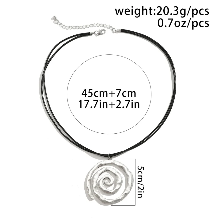 Ethnic Creative Big Spiral Conch Pendant Necklace Women Goth Adjustable Leather Wax Thread Chain Holiday Y2K Jewelry Accessories