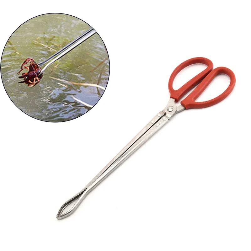 Durable Seafood Hand Tool Stable Multifunction Stainless Steel Crab Tongs Eels Clip Long Handle Kitchen Anti Slip
