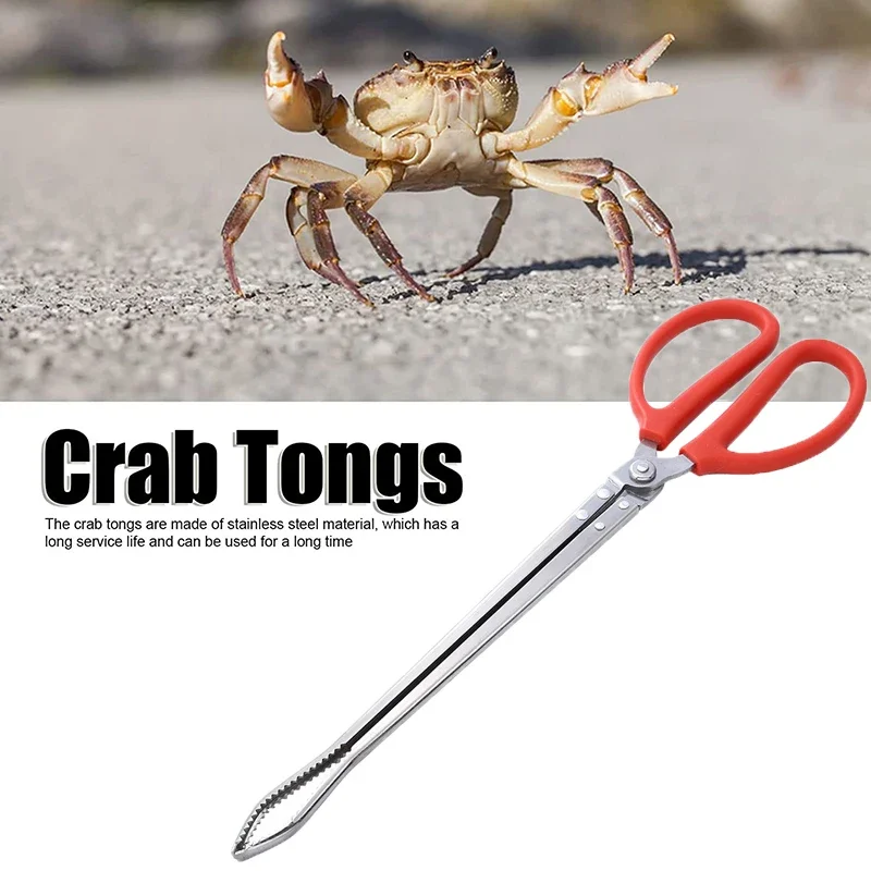 Durable Seafood Hand Tool Stable Multifunction Stainless Steel Crab Tongs Eels Clip Long Handle Kitchen Anti Slip