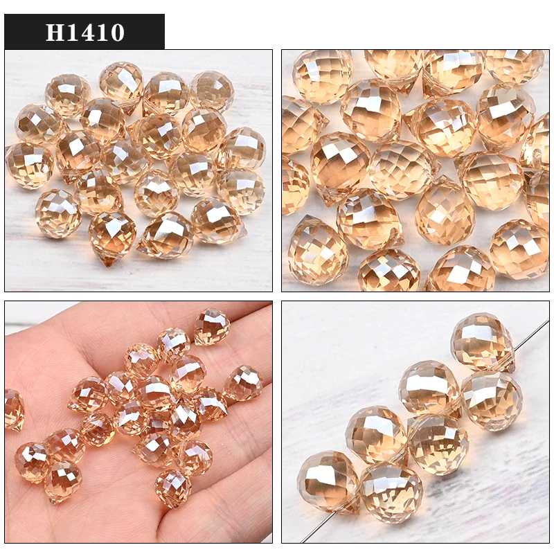 10*8mm Czech Crystal Waterdrop Beads Shiny Faceted Glass Strawberry Beads for Jewelry Making Needlework DIY Handmade Accessories