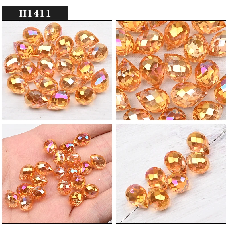 10*8mm Czech Crystal Waterdrop Beads Shiny Faceted Glass Strawberry Beads for Jewelry Making Needlework DIY Handmade Accessories