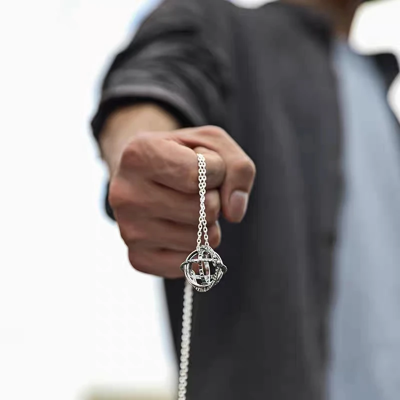 Vintage Astronomical Ball Alloy Men's and Women's Rings Creative Complex Rotating Cosmic Ring Deformable Rotating Ring Necklace
