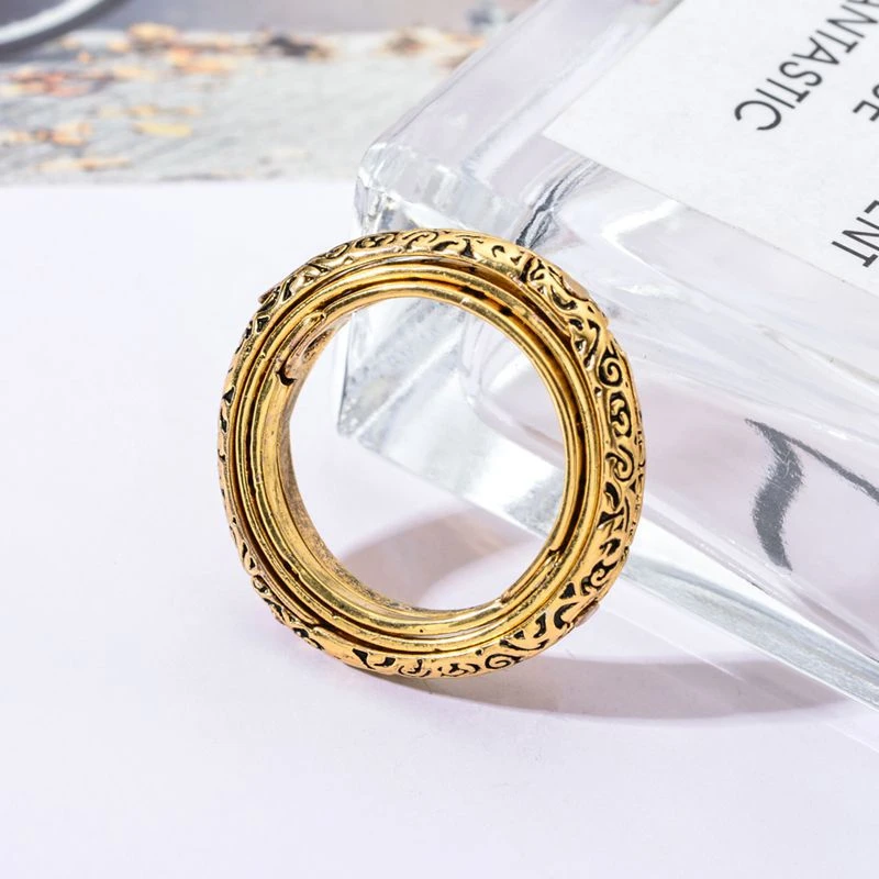 Vintage Astronomical Ball Alloy Men's and Women's Rings Creative Complex Rotating Cosmic Ring Deformable Rotating Ring Necklace