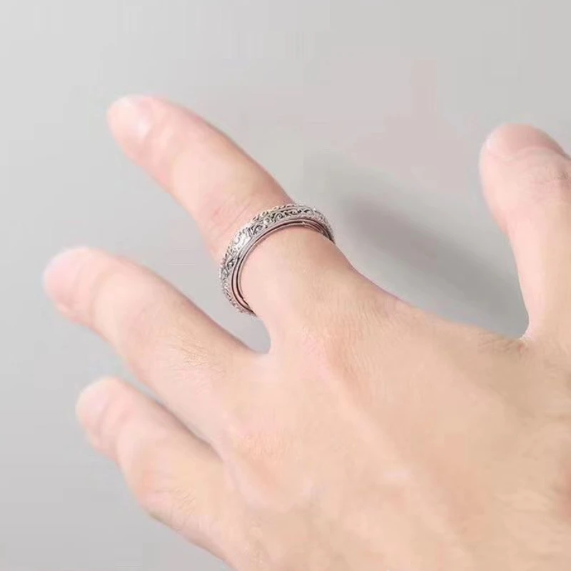 Vintage Astronomical Ball Alloy Men's and Women's Rings Creative Complex Rotating Cosmic Ring Deformable Rotating Ring Necklace