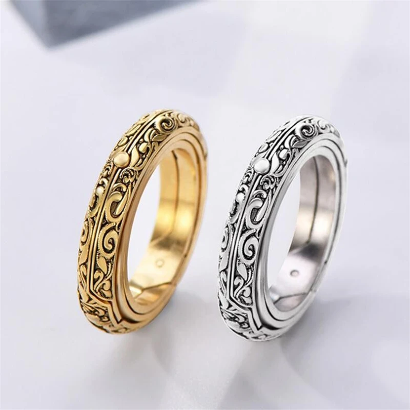 Vintage Astronomical Ball Alloy Men's and Women's Rings Creative Complex Rotating Cosmic Ring Deformable Rotating Ring Necklace