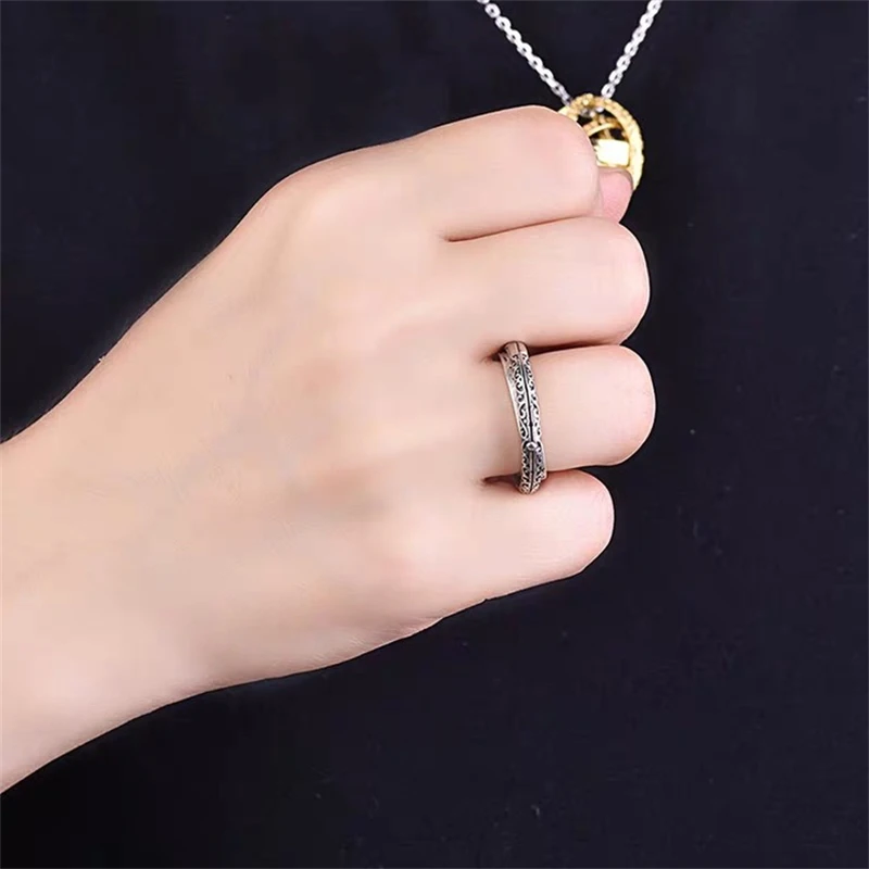 Vintage Astronomical Ball Alloy Men's and Women's Rings Creative Complex Rotating Cosmic Ring Deformable Rotating Ring Necklace