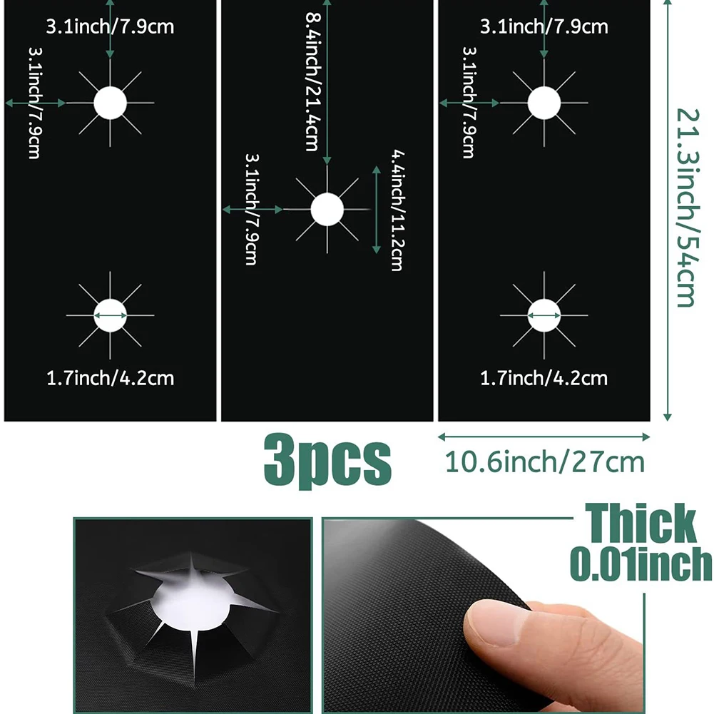 3PCS Gas Stove Pad Gas Stove Protective Covers 5-Hole Kitchen Cleaning Anti-dirty Non-stick Reusable Stovetop Protector Pads