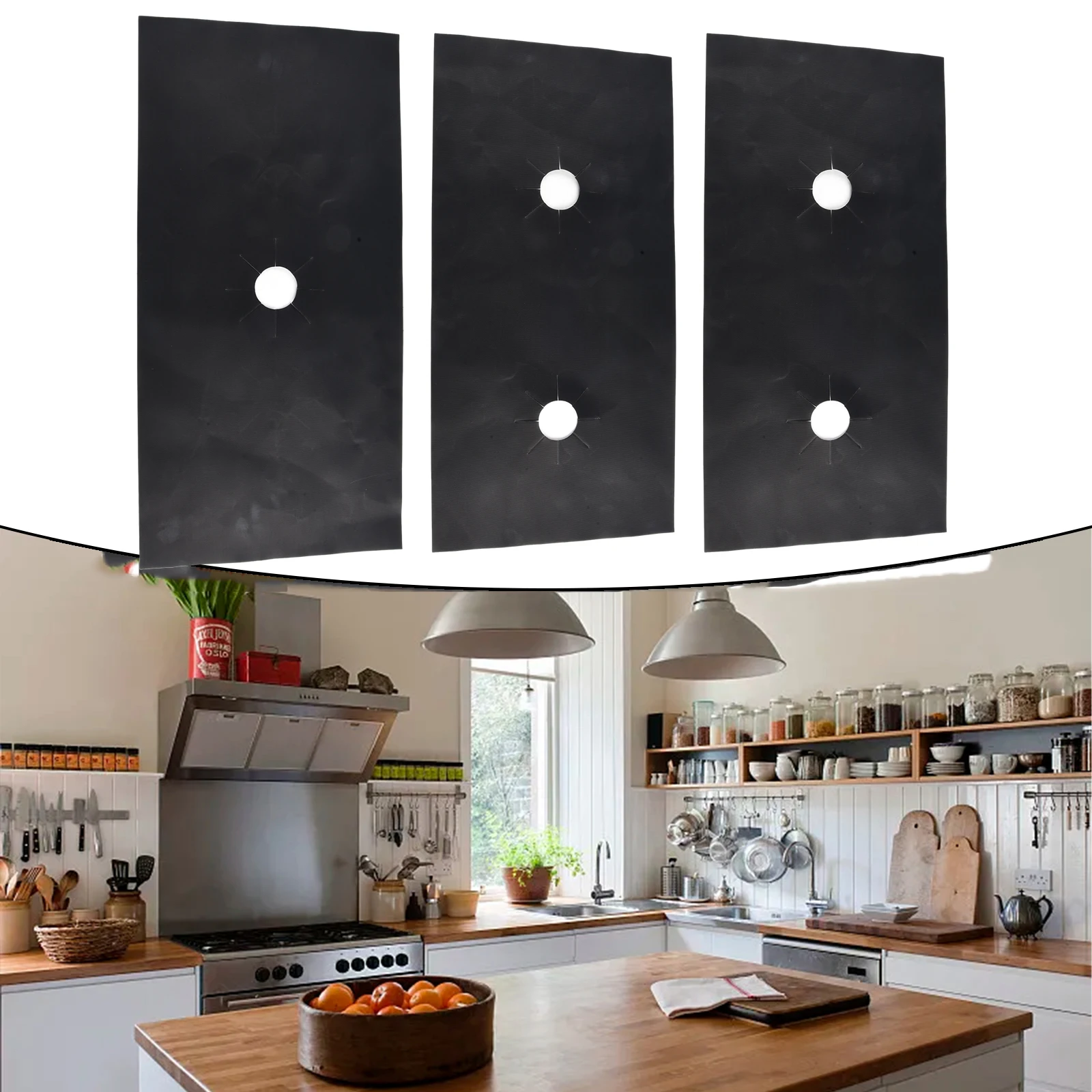 3PCS Gas Stove Pad Gas Stove Protective Covers 5-Hole Kitchen Cleaning Anti-dirty Non-stick Reusable Stovetop Protector Pads