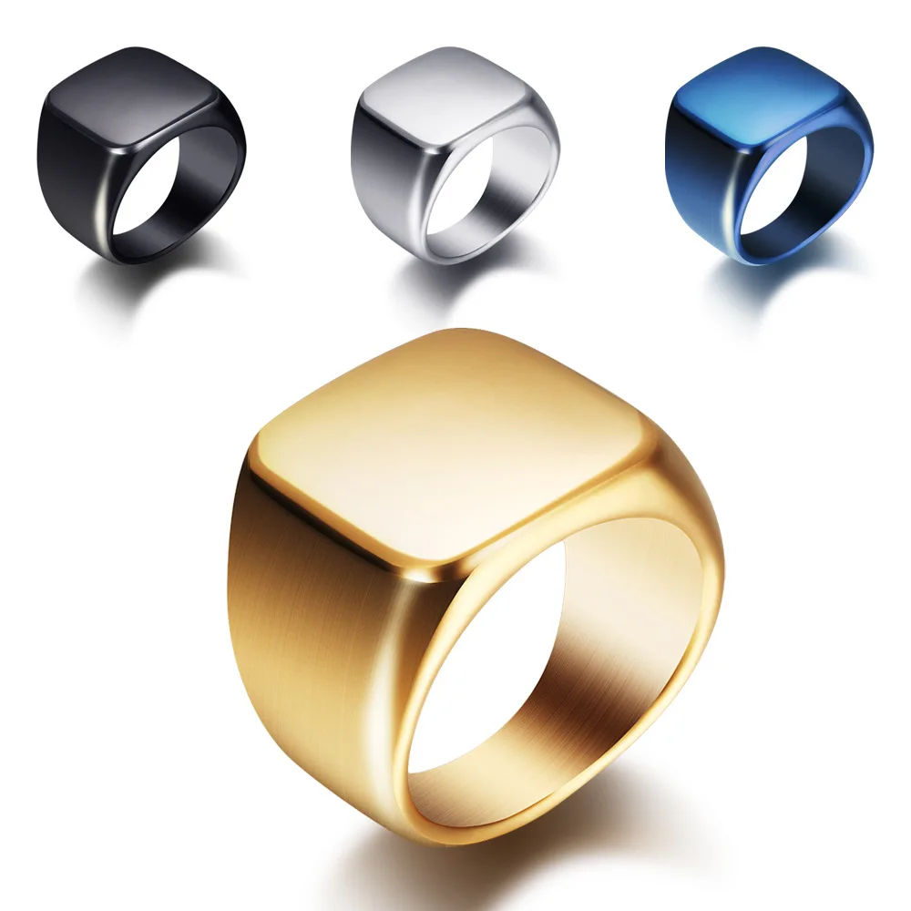 DARHSEN Brand Classic Black Blue Gold Color Big Stainless Steel Men Rings Fashion Jewelry Size 4 5 6 7 8 9 10 11 12 13 14 15