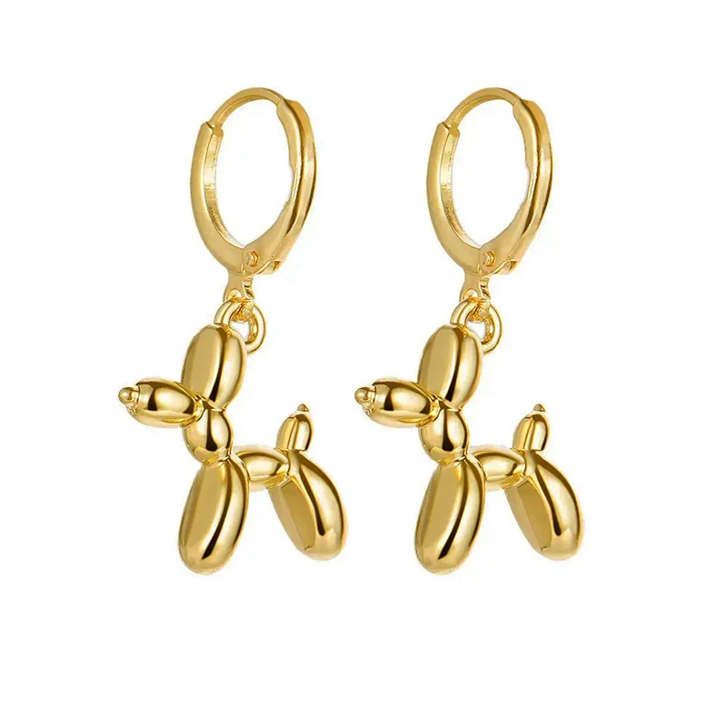 Popular Balloon Dog Pendant Dangle Earrings For Women Metal Style Cute Canimal Hoop Earring Fashion Jewelry Wedding Party Gifts